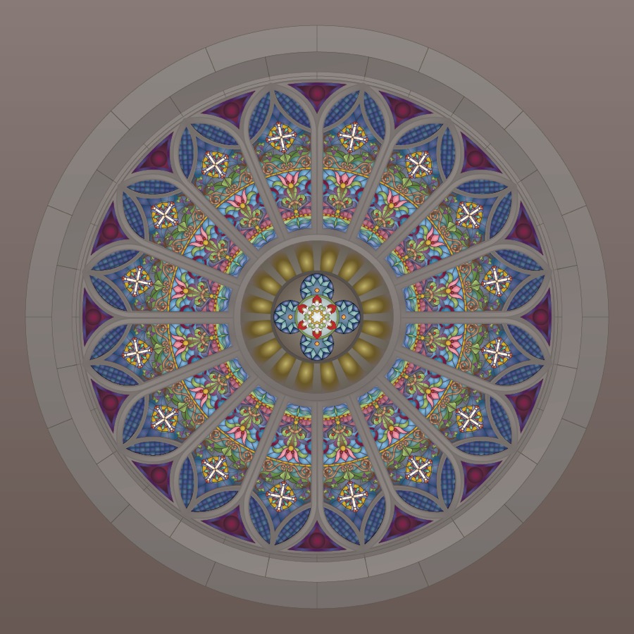 Modeled after the rose window of St. Lawrence Church in Harrisburg.